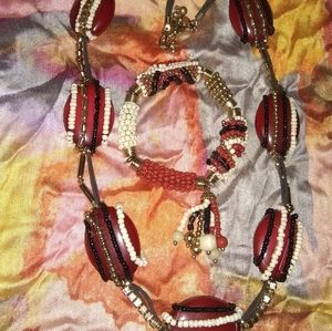 Chicos Seed Bead Tribal Necklace & Bracelet Set